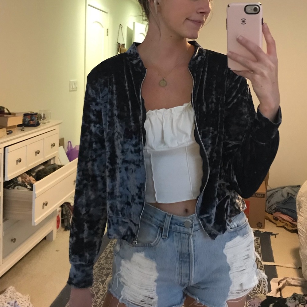 Boohoo velvet bomber jacket